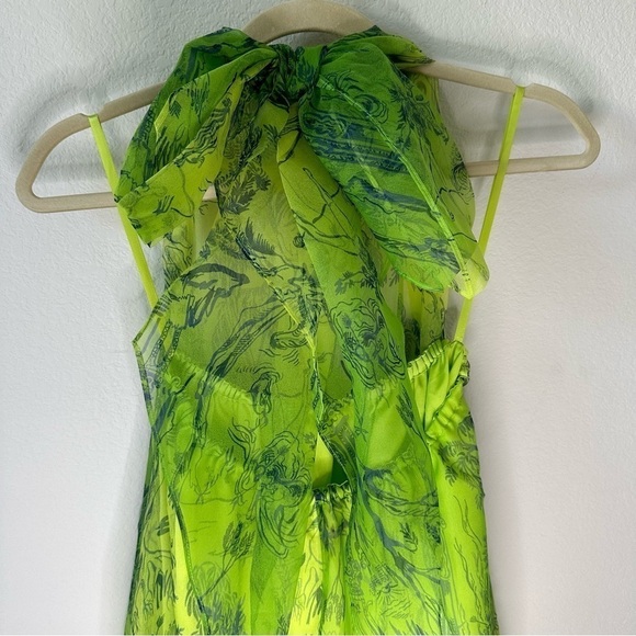STAUD Neem Printed Georgette Maxi Dress In Green SZ XS - Picture 8 of 10